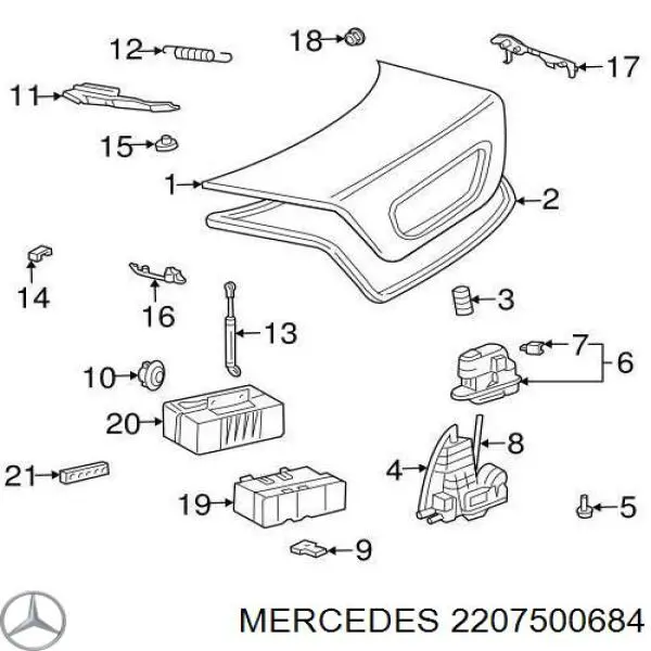 Купити A2207500684 Mercedes Замок 3/5-х дверей, задній