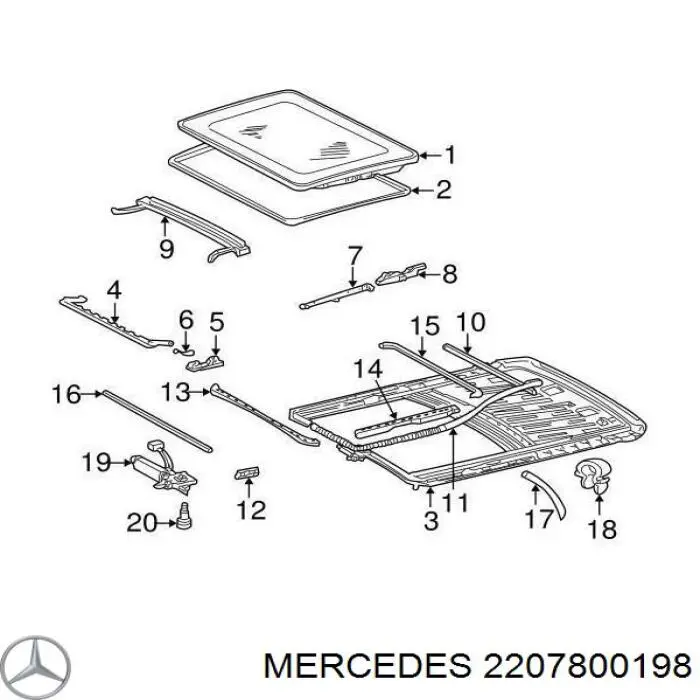 Ущільнювач люка даху Mercedes A2207800198 ціна, від 48.41 USD