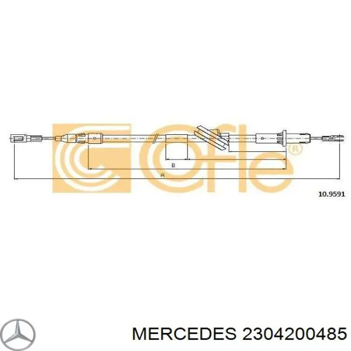 Купити A2304200485 Mercedes Трос ручного гальма задній, лівий