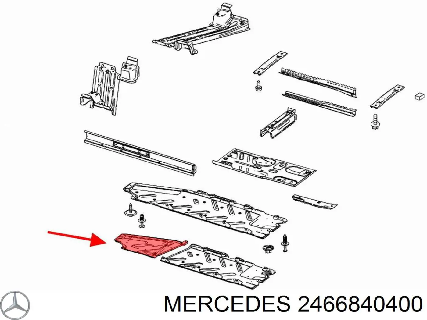  Захист днища, задній правий Mercedes A 