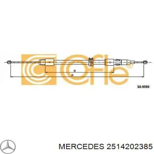 Трос ручного гальма задній, правий/лівий на Mercedes R (W251)