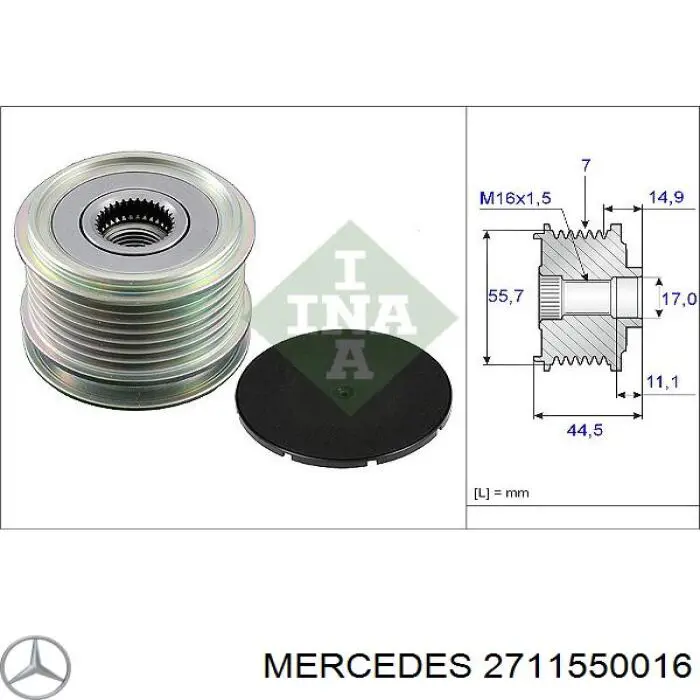 2711550016 Mercedes шків генератора