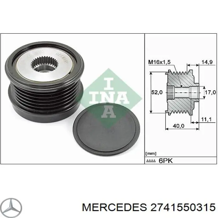 2741550315 Mercedes шків генератора