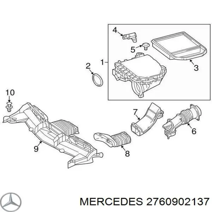 A2760902137 Mercedes Патрубок повітряний, вихід повітряного фільтра