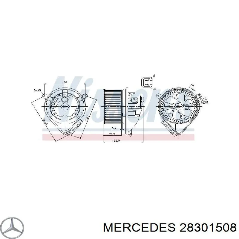 Двигун вентилятора пічки (обігрівача салону) 28301508 Mercedes