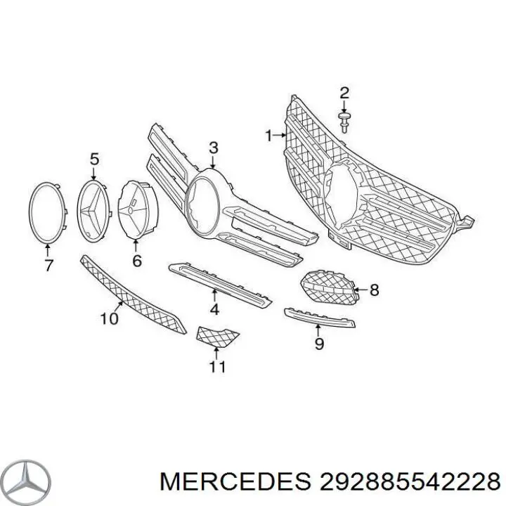 A292885542228 Mercedes Решітка переднього бампера, права