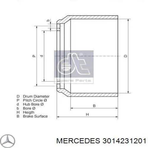 Барабан гальмівний задній Mercedes A3014231201 ціна, від 260.01 USD
