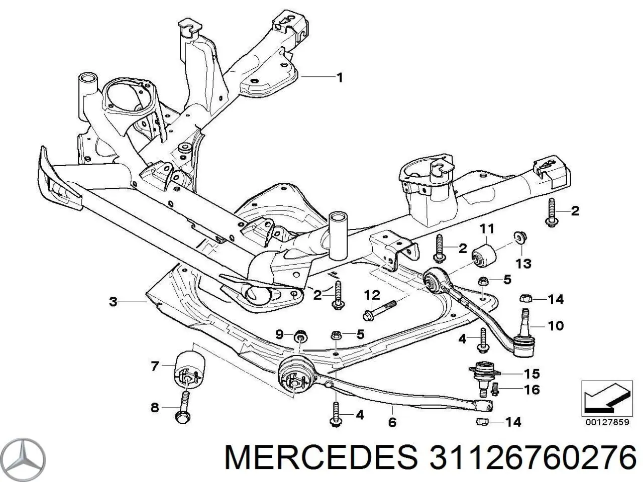 Важіль передньої підвіски нижній, правий 31126760276 Mercedes