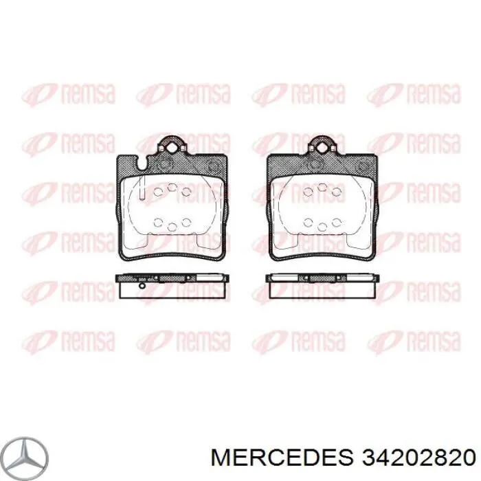 34202820 Mercedes колодки гальмові задні, дискові
