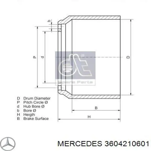 Купити A3604210601 Mercedes Барабан гальмівний задній