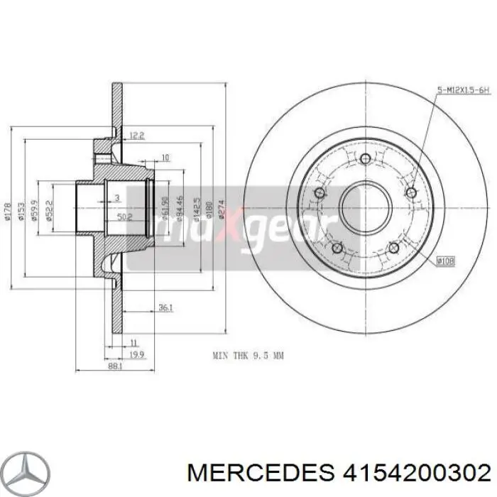 Диск гальмівний задній 4154200302 Mercedes