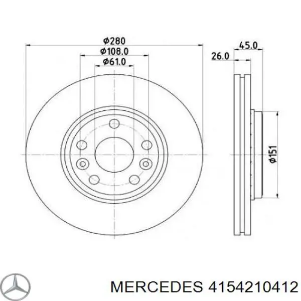 A4154210412 Mercedes диск гальмівний передній