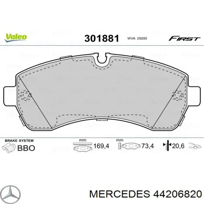 Гальмівні колодки Mercedes 44206820 ціна, від 30.23 USD