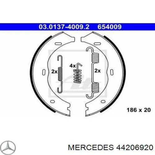 44206920 Mercedes Колодки гальмівні задні, дискові