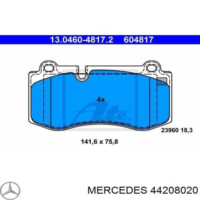 Колодки гальмівні передні, дискові 44208020 Mercedes