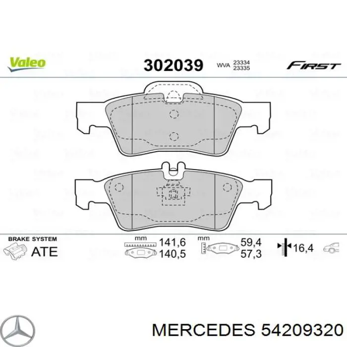 Задні гальмівні колодки Mercedes 54209320 ціна, від 29.83 USD