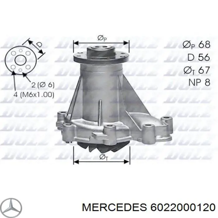 Помпа водяна, (насос) охолодження 6022000120 Mercedes