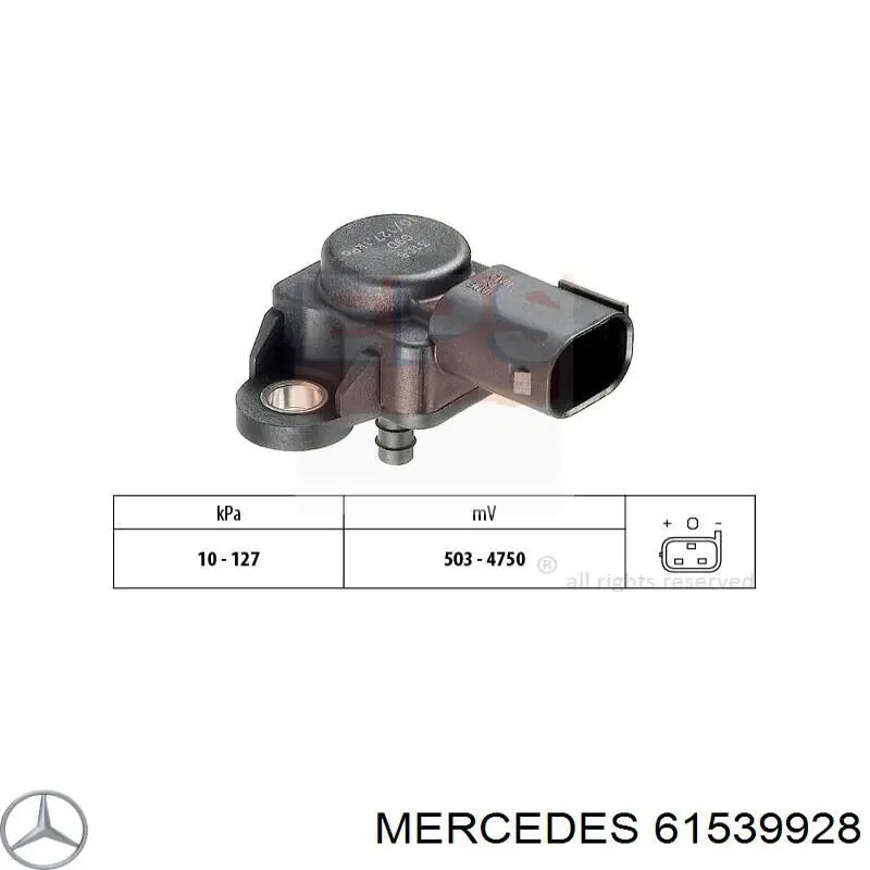 61539928 Mercedes датчик тиску наддуву (датчик нагнітання повітря в турбіну)