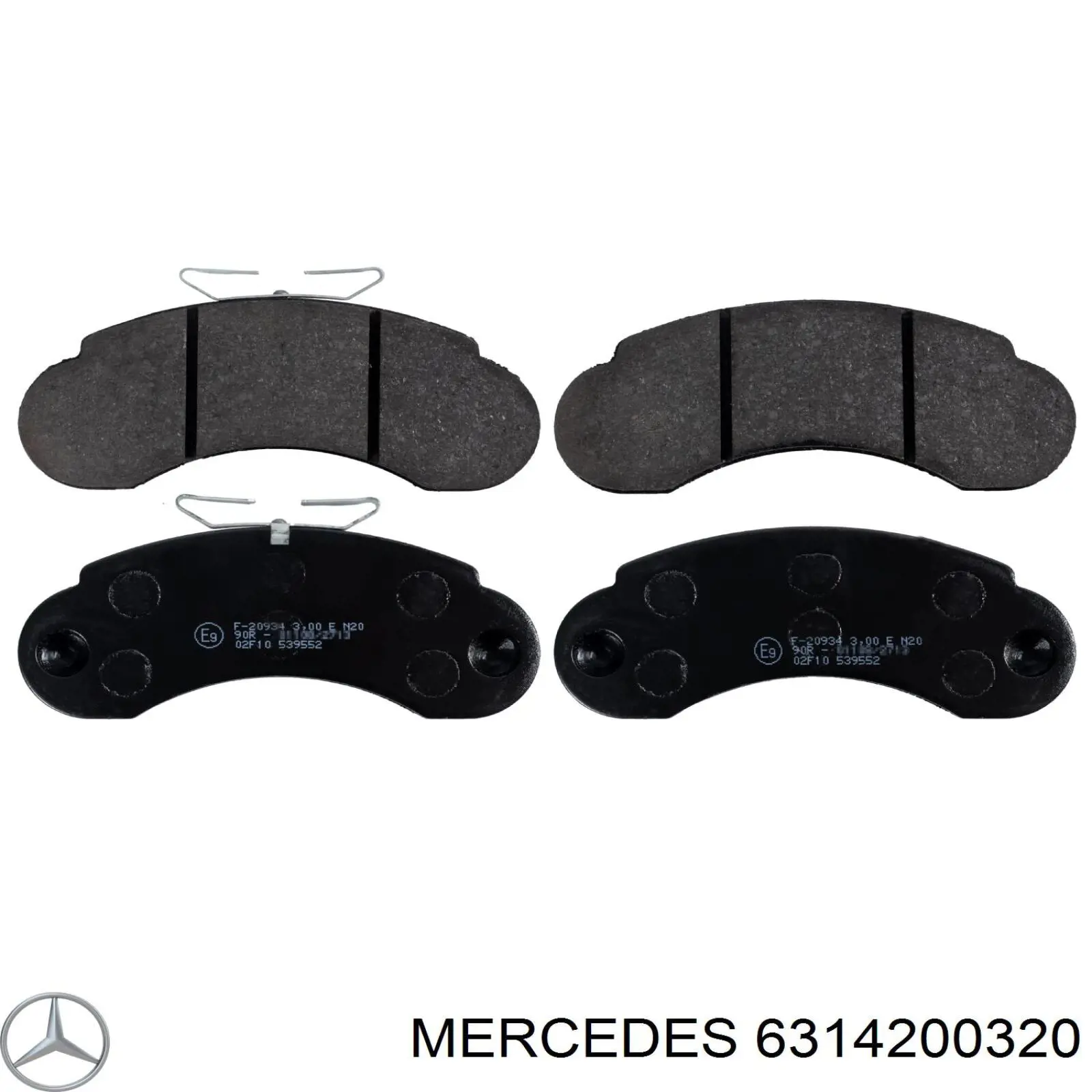 Колодки гальмівні передні, дискові 6314200320 Mercedes