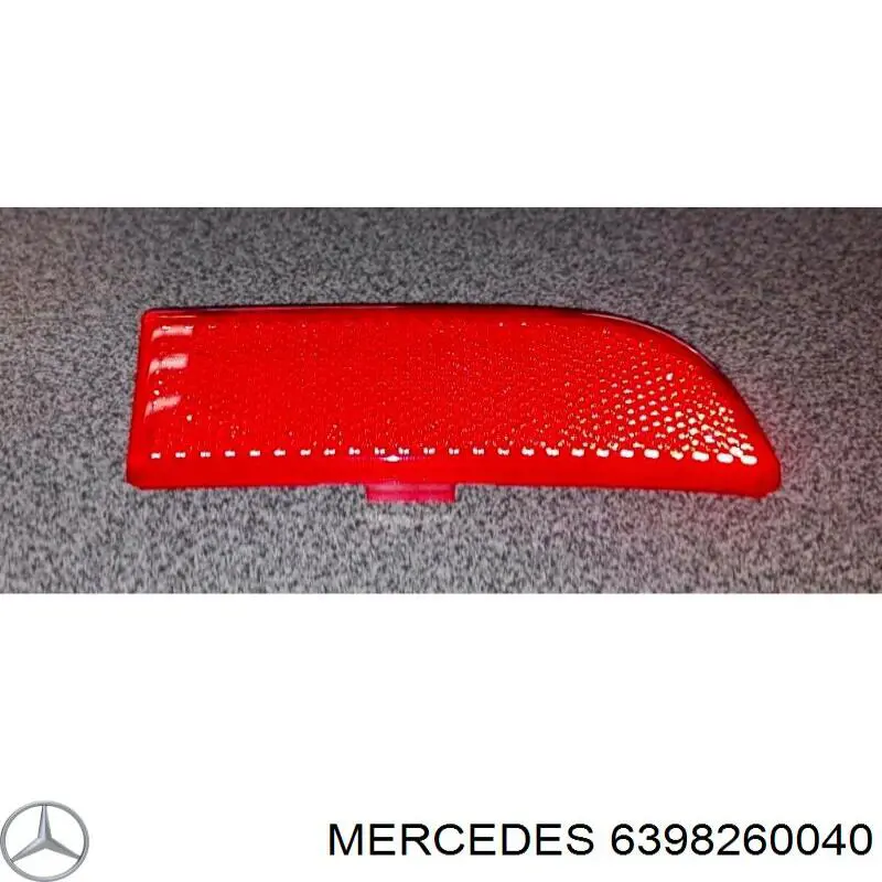 6398260040 Mercedes катафот (відбивач заднього бампера, лівий)