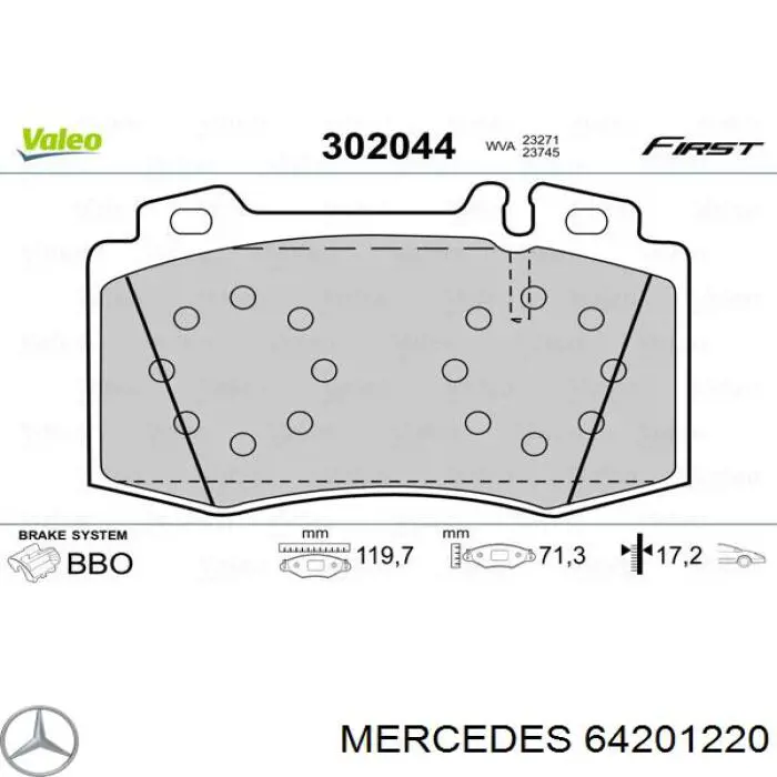 64201220 Mercedes колодки гальмівні передні, дискові
