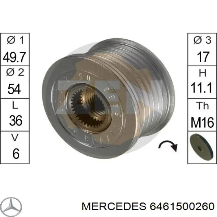 6461500260 Mercedes шків генератора