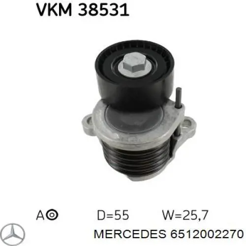 Натягувач приводного ременя Mercedes A6512002470 ціна, від 60.49 USD