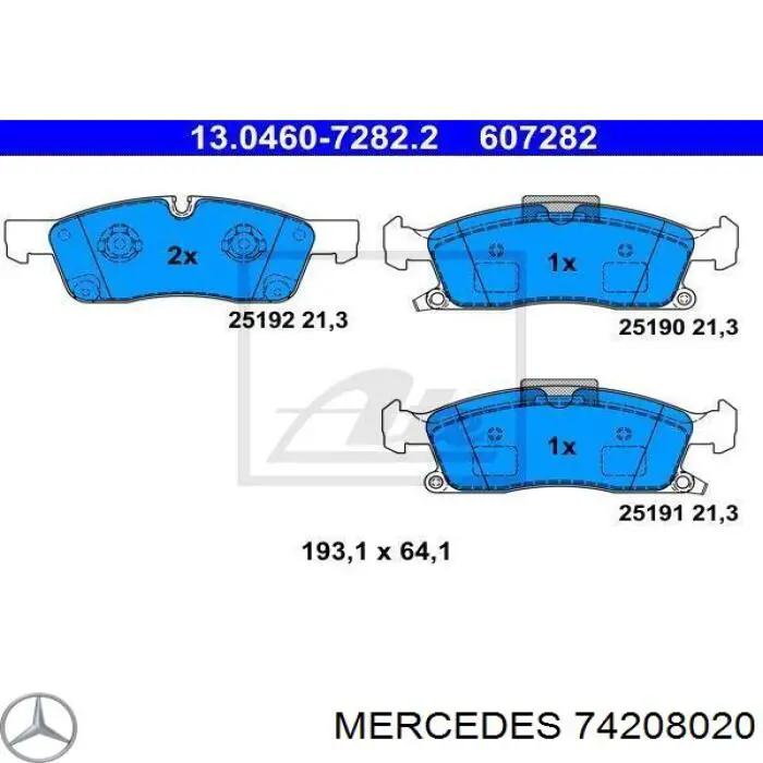 74208020 Mercedes колодки гальмівні передні, дискові