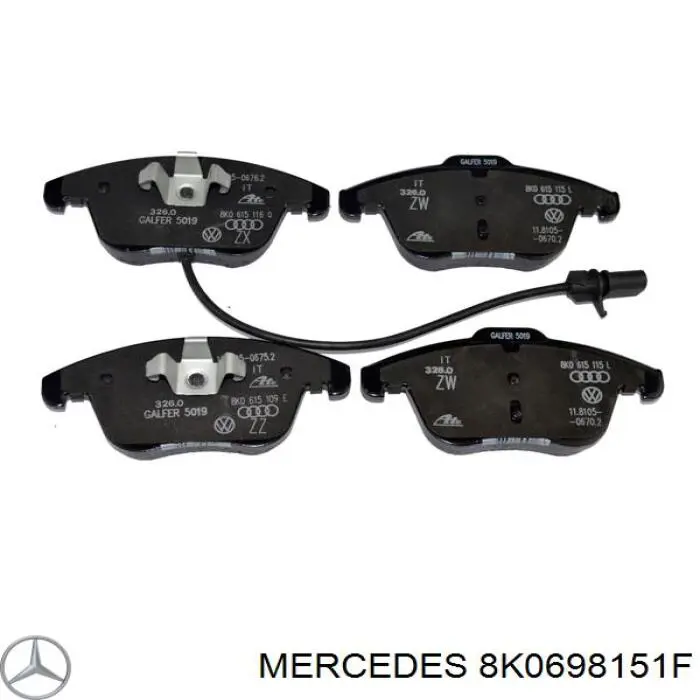 Передні тормозні колодки 8K0698151F Mercedes