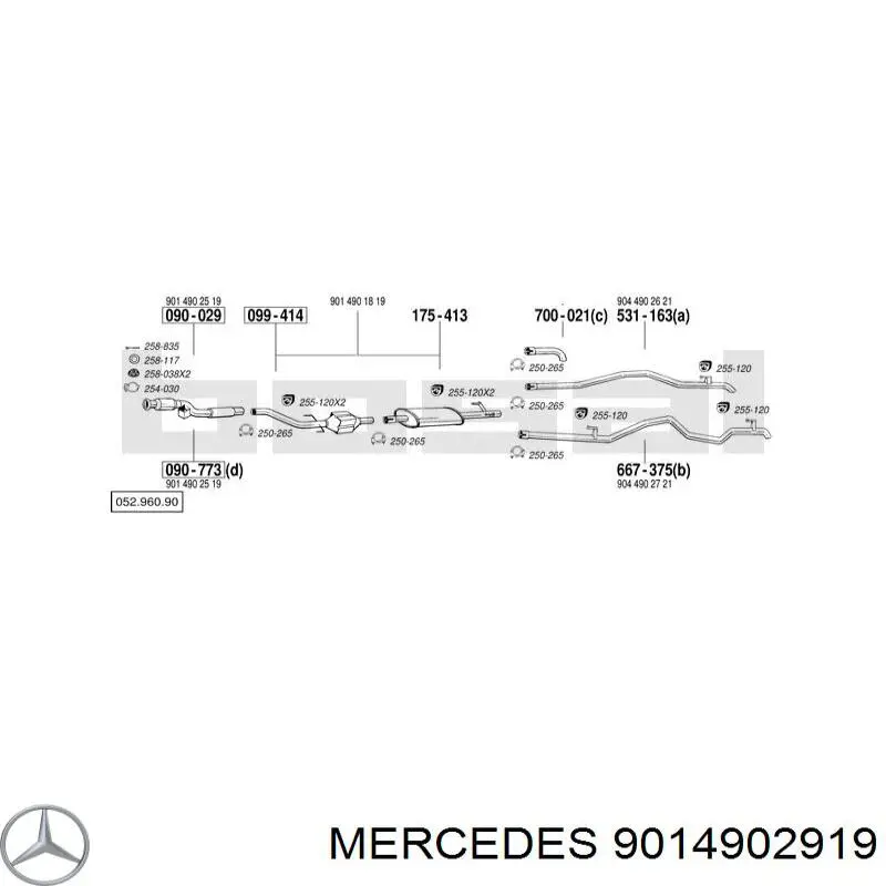 A9014902201 Mercedes Глушник, середня і задня частина