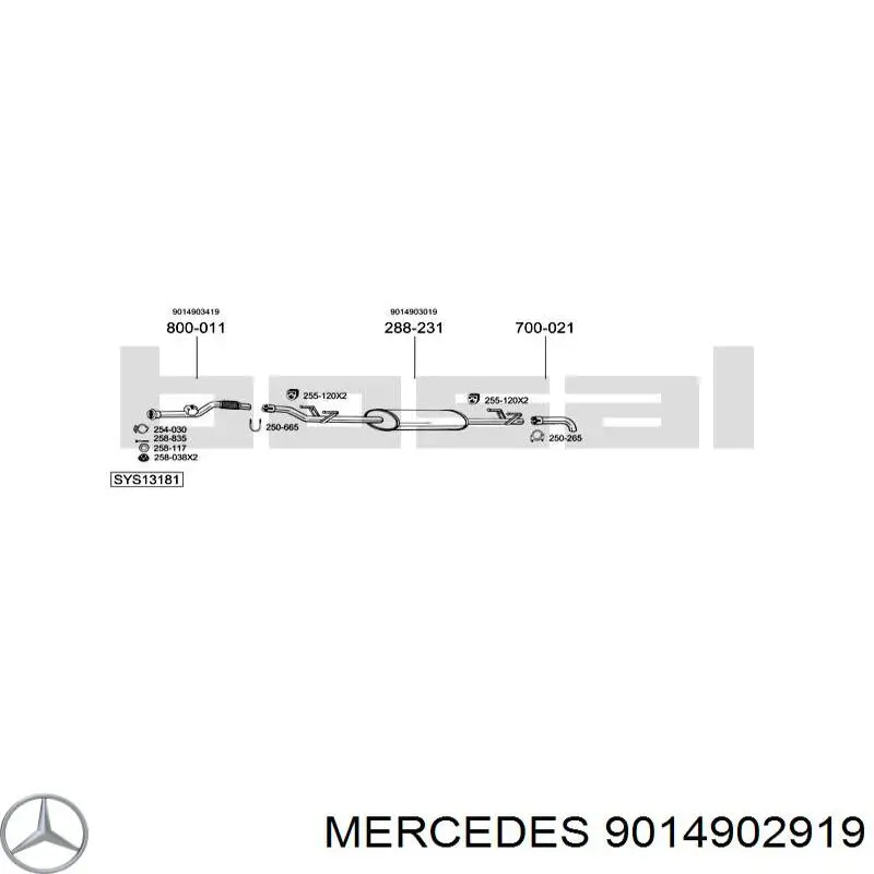 Глушник, середня і задня частина Mercedes A9014902201 ціна, від 93.83 USD