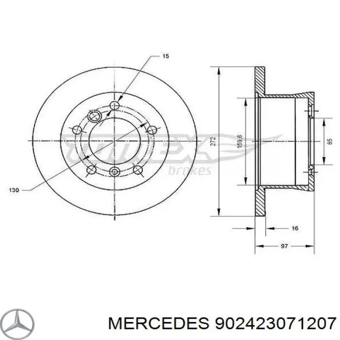902423071207 Mercedes диск гальмівний задній
