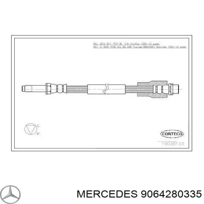 Шланг гальмівний задній 9064280335 Mercedes