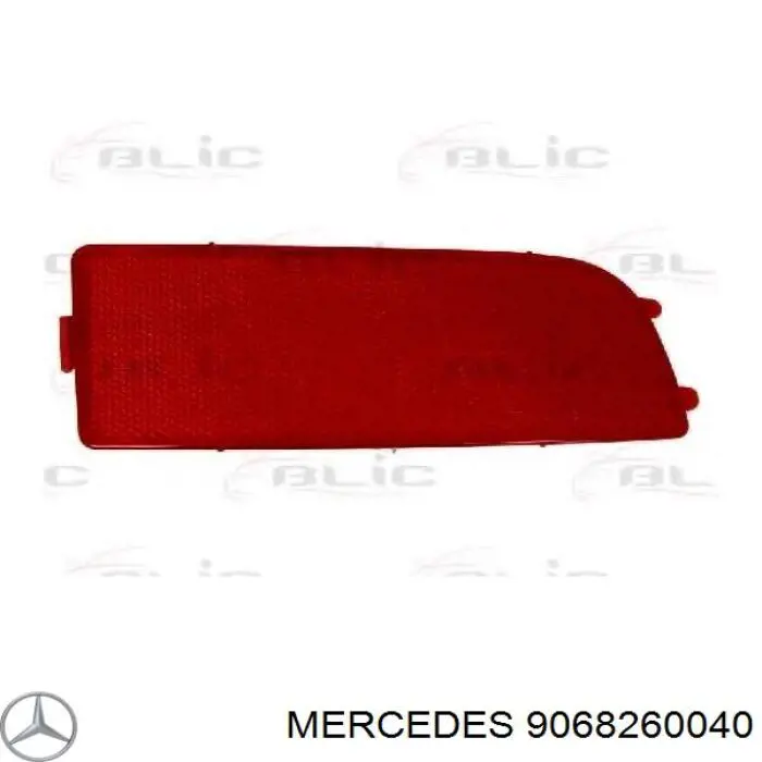 9068260040 Mercedes катафот (відбивач заднього бампера, лівий)
