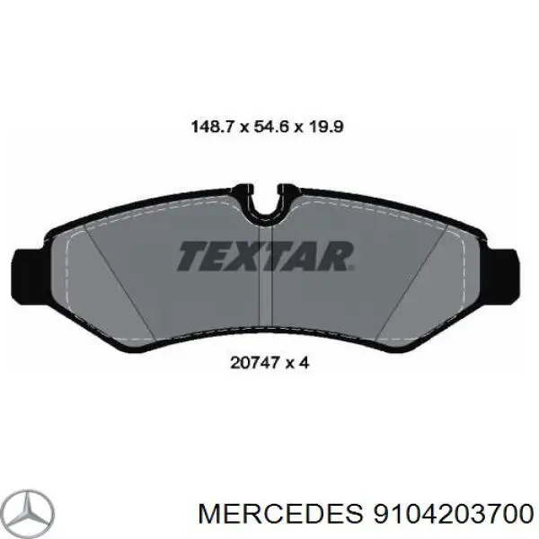 Колодки гальмові задні, дискові 9104203700 Mercedes