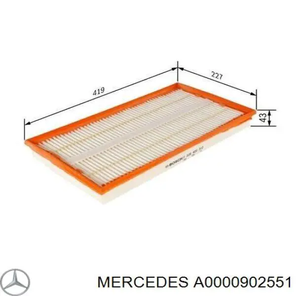 A0000902551 Mercedes фільтр повітряний