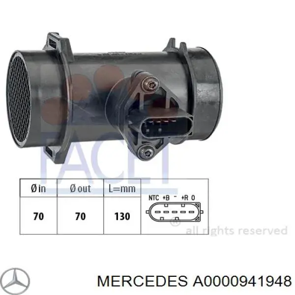 Датчик масової витрати повітря Mercedes A0000941948 ціна, від 36.48 USD