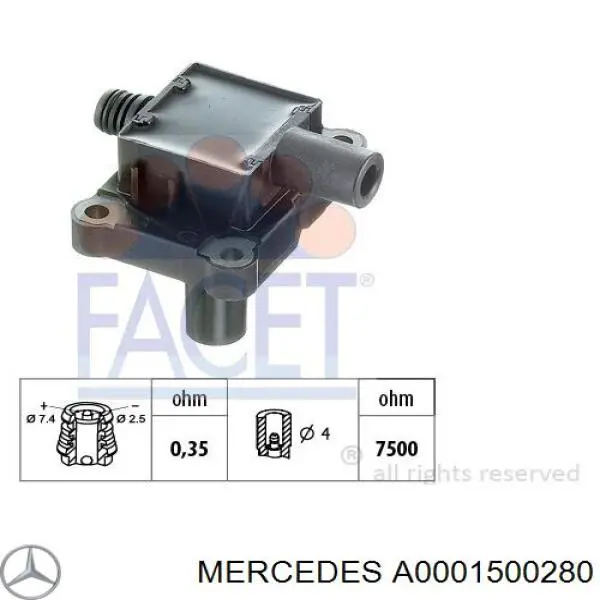 Котушка запалювання A0001500280 Mercedes