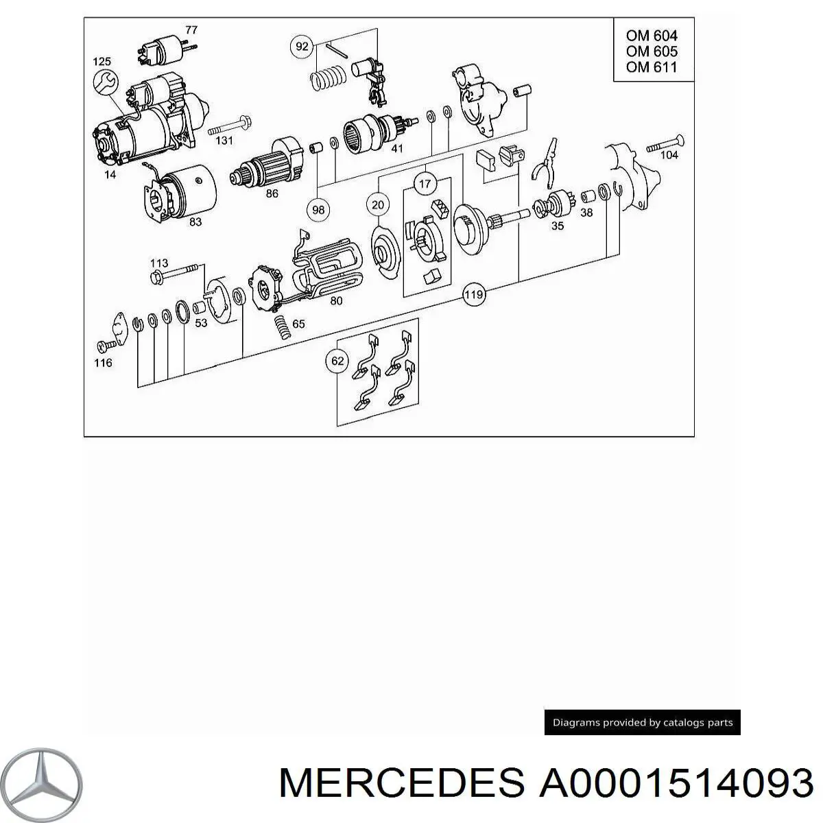 A0001514093 Mercedes ремкомплект стартера