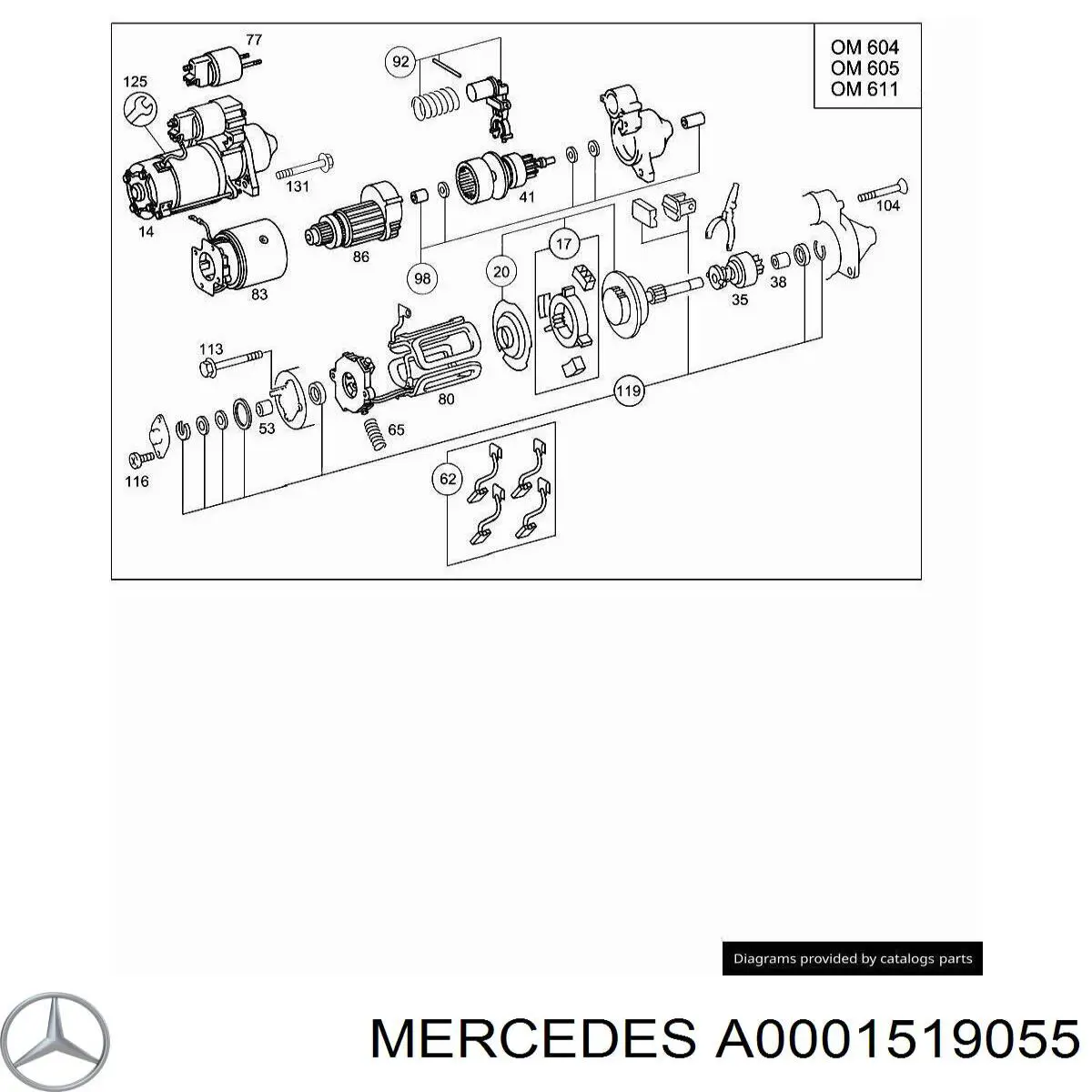 A0001519055 Mercedes Обмотка стартера, статор