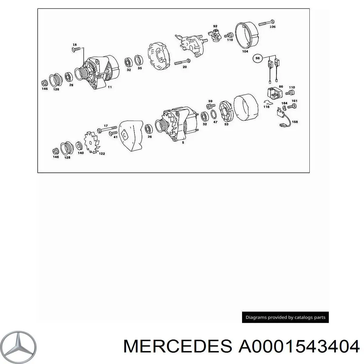 Купити A0001543404 Mercedes Кришка генератора задня