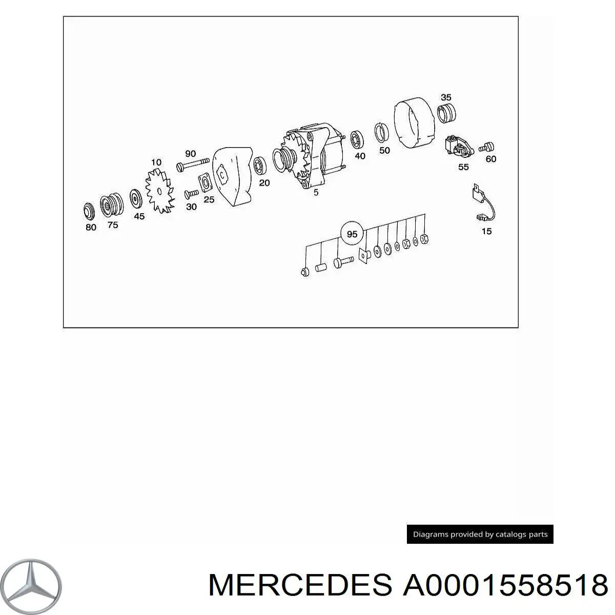 Крильчатка генератора Mercedes A0001558518 ціна, від 51.92 USD