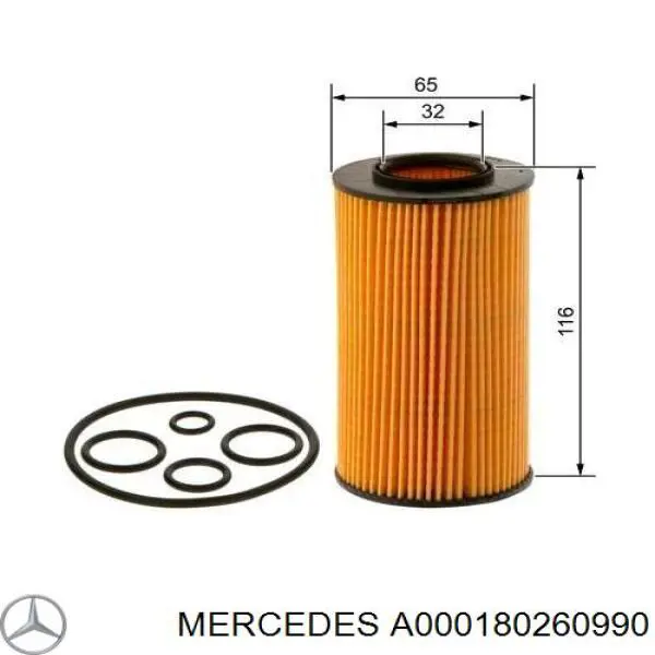 A000180260990 Mercedes фільтр масляний