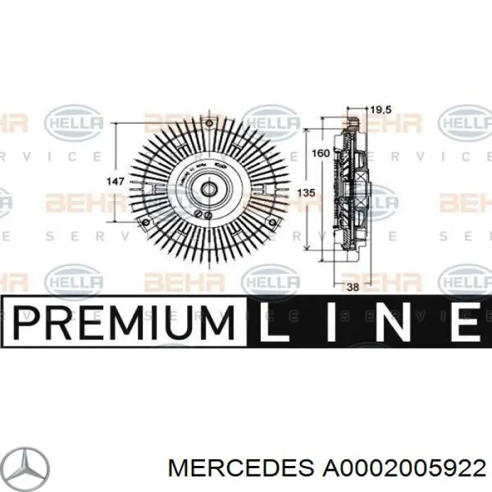 A0002005922 Mercedes вискомуфта, вязкостная муфта вентилятора охолодження