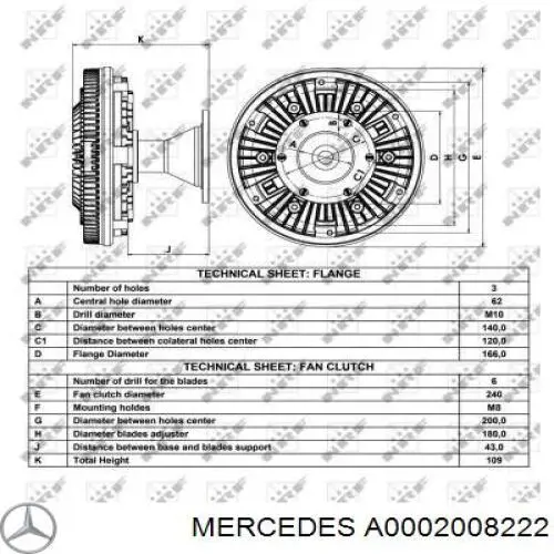A0002008222 Mercedes вискомуфта, вязкостная муфта вентилятора охолодження