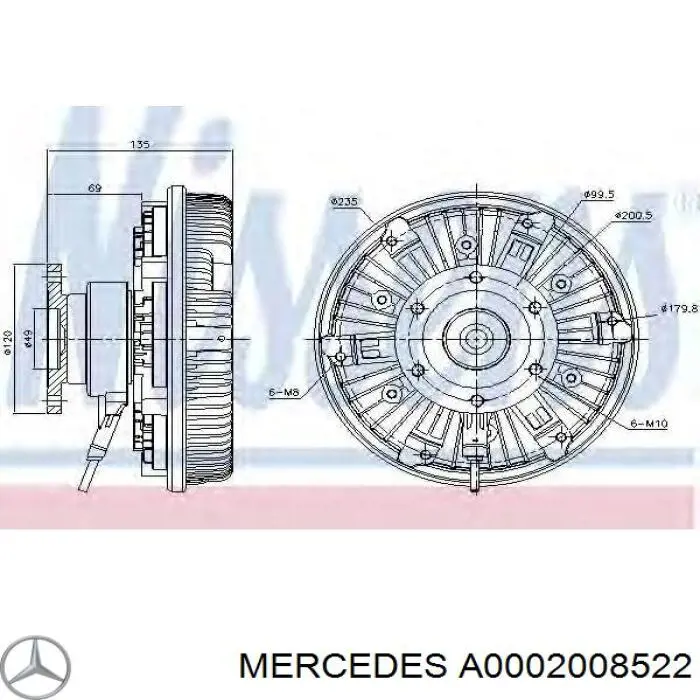В'язкова муфта вентилятора Mercedes A0002008522 ціна, від 470.89 USD