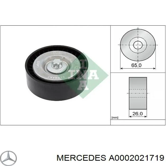 Ролик приводного ременя, паразитний Mercedes A0002021719 ціна, від 17.54 USD