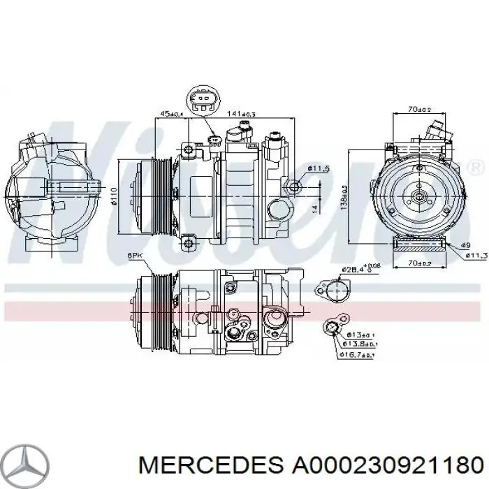 Компресор системи кондиціювання Mercedes A000230921180 ціна, від 290.02 USD