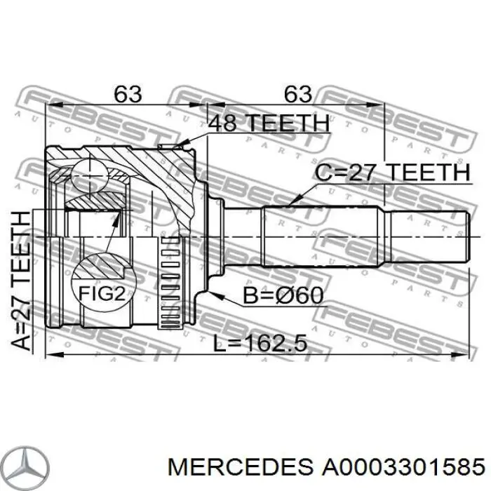 Граната колісна Mercedes A0003301585 ціна, від 29.80 USD