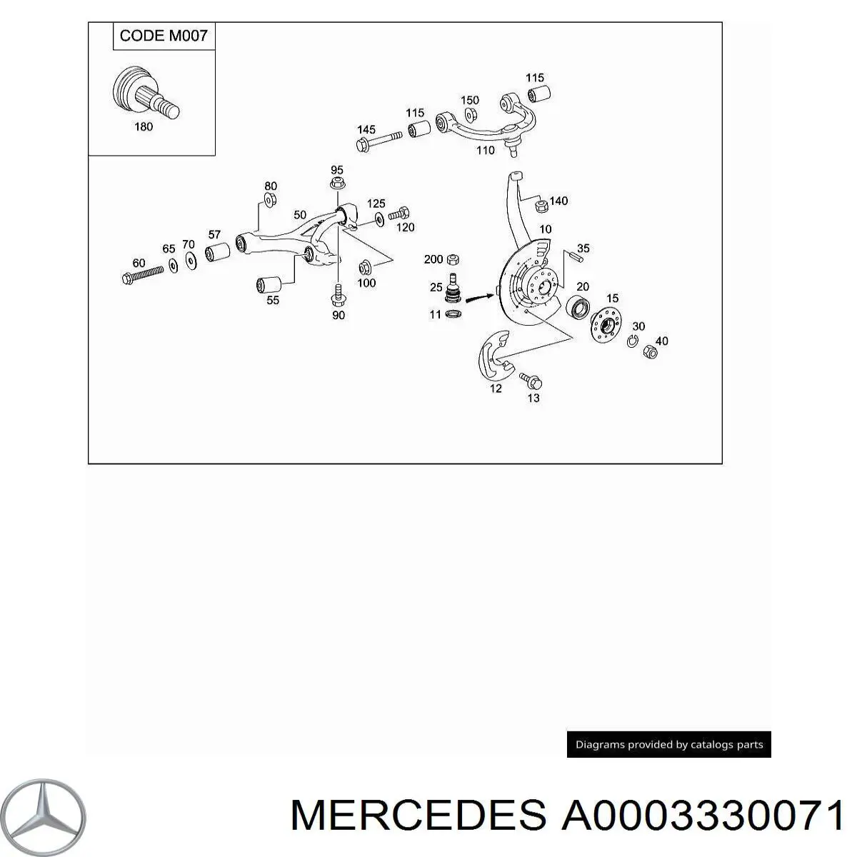 Болт переднього важеля, нижнього Mercedes A0003330071 ціна, від 19.87 USD